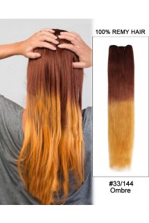 18” #33/144 Ombre  Straight Weave Remy Hair Weft Human Hair Extensions 18” #33/144 Ombre  Straight Weave Remy Hair Weft Human Hair Extensions